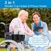 imageAccmor 2in1 Walker Cup Holder with Phone Holder Wheelchair Cup Holder Rollator Cup Holder Cup Phone Holder for Walker Wheelchair Rollator Mobility ScooterBlack Double Holder