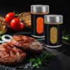 imageAccmor 2pcs Salt and Pepper ShakersStainless Steel Shaker for Salt Powder Sugar Cinnamon Pepper Spice Dispenser with Adjustable Pour HolesSilverBlack