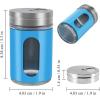 imageAccmor 2pcs Salt and Pepper ShakersStainless Steel Shaker for Salt Powder Sugar Cinnamon Pepper Spice Dispenser with Adjustable Pour HolesSilverBlue