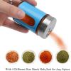 imageAccmor 2pcs Salt and Pepper ShakersStainless Steel Shaker for Salt Powder Sugar Cinnamon Pepper Spice Dispenser with Adjustable Pour HolesSilverBlue