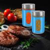 imageAccmor 2pcs Salt and Pepper ShakersStainless Steel Shaker for Salt Powder Sugar Cinnamon Pepper Spice Dispenser with Adjustable Pour HolesSilverBlue