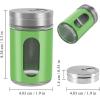 imageAccmor 2pcs Salt and Pepper ShakersStainless Steel Shaker for Salt Powder Sugar Cinnamon Pepper Spice Dispenser with Adjustable Pour HolesSilverGreen