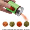 imageAccmor 2pcs Salt and Pepper ShakersStainless Steel Shaker for Salt Powder Sugar Cinnamon Pepper Spice Dispenser with Adjustable Pour HolesSilverGreen