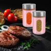 imageAccmor 2pcs Salt and Pepper ShakersStainless Steel Shaker for Salt Powder Sugar Cinnamon Pepper Spice Dispenser with Adjustable Pour HolesSilverPink