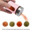 imageAccmor 2pcs Salt and Pepper ShakersStainless Steel Shaker for Salt Powder Sugar Cinnamon Pepper Spice Dispenser with Adjustable Pour HolesSilverPink