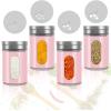 imageAccmor 2pcs Salt and Pepper ShakersStainless Steel Shaker for Salt Powder Sugar Cinnamon Pepper Spice Dispenser with Adjustable Pour HolesSilverPink