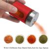 imageAccmor 2pcs Salt and Pepper ShakersStainless Steel Shaker for Salt Powder Sugar Cinnamon Pepper Spice Dispenser with Adjustable Pour HolesSilverRed