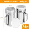 imageAccmor 2pcs Stainless Steel Dredge Salt Pepper Dredge Shakers with Handle Seasonings Spice Shakers with Lid 6 OunceLarge14oz
