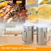 imageAccmor 2pcs Stainless Steel Dredge Salt Pepper Dredge Shakers with Handle Seasonings Spice Shakers with Lid 6 OunceLarge14oz