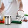 imageAccmor 2pcs Stainless Steel Dredge Salt Pepper Dredge Shakers with Handle Seasonings Spice Shakers with Lid 6 OunceMedium10oz