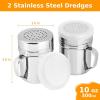 imageAccmor 2pcs Stainless Steel Dredge Salt Pepper Dredge Shakers with Handle Seasonings Spice Shakers with Lid 6 OunceMedium10oz