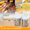 imageAccmor 2pcs Stainless Steel Dredge Salt Pepper Dredge Shakers with Handle Seasonings Spice Shakers with Lid 6 OunceMedium10oz