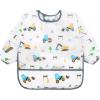 imageAccmor 4 Pack Long Sleeve Bibs Baby Smock Waterproof Sleeved Bib Smock for Baby Toddler 636 MonthsBlue DinosaurConstructionYellow AnimalGreen Owl