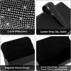 imageAccmor Bling Sunglasses Holder for Car Sun Visor Sparkling Auto Glasses Clip Case Eyeglasses Protective Box PU Leather Car Sunglass Storage Organizer for Truck SUV RV Black CrystalBling Black