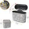 imageAccmor Car Trash Can with Lid Mini Auto Dustbin Garbage Organizer Holder 2 Packs Automotive Storage Container Bin with 60 Pcs Bags for Vehicle Home OfficeBlackWhite Rhinestone