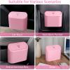 imageAccmor Car Trash Can with Lid Mini Auto Dustbin Garbage Organizer Holder 2 Packs Automotive Storage Container Bin with 60 Pcs Bags for Vehicle Home OfficePink  Pink