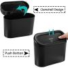 imageAccmor Car Trash Can with Lid Mini Auto Dustbin Garbage Organizer Holder 2 Packs Automotive Storage Container Bin with 60 Pcs Bags for Vehicle Home OfficeBlack  Grey