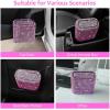 imageAccmor Car Trash Can with Lid Mini Auto Dustbin Garbage Organizer Holder 2 Packs Automotive Storage Container Bin with 60 Pcs Bags for Vehicle Home OfficeBlackPink Rhinestone
