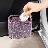 imageAccmor Car Trash Can with Lid Mini Auto Dustbin Garbage Organizer Holder 2 Packs Automotive Storage Container Bin with 60 Pcs Bags for Vehicle Home OfficeBlackPink Rhinestone