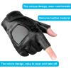 imageAccmor Genuine Leather Cycling Fingerless Gloves Outdoor Driving Motorcycle Sport Half Finger Glove for Men Women Teens
