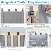 imageAccmor Hanging Baby Diaper Caddy Organizer Diaper Stacker Baby Crib Hanging Classified Storage Bag Organizer for Changing Table Crib Playard or Wall ampamp Nursery Organization BlackDouble EnlargedGrey