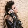imageAccmor Leather Punk Gloves Fingerless Gloves for Women Driving Cycling Sports Cosplay Performance Half Finger Gloves for Women Teens Kids