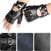 imageAccmor Leather Punk Gloves Fingerless Gloves for Women Driving Cycling Sports Cosplay Performance Half Finger Gloves for Women Teens Kids