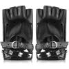 imageAccmor Leather Punk Gloves Fingerless Gloves for Women Driving Cycling Sports Cosplay Performance Half Finger Gloves for Women Teens Kids