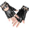 imageAccmor Leather Punk Gloves Fingerless Gloves for Women Driving Cycling Sports Cosplay Performance Half Finger Gloves for Women Teens Kids