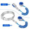imageAccmor Reflective Toddler Belt Leash 2 in1 Anti Lost Wrist Link for Baby kid Anti Lost Waist Band Child Leash with Lock for Boys Girls Child Walking Harness Wristband Rope Tether for Outdoor TravelDark Blue Reflective Wristlink Gray Belt