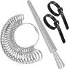 imageAccmor Ring Size Measuring Tool Includes Plastic Ring Sizer Mandrel Stick Finger Sizing Ring Guage Measurer and 2 Pcs Finger Measure Tape for Women Men Jewelry MakingSilver Mandrel  Silver Guage  Black Blet  Black Blet