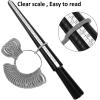 imageAccmor Ring Size Measuring Tool Includes Plastic Ring Sizer Mandrel Stick Finger Sizing Ring Guage Measurer and 2 Pcs Finger Measure Tape for Women Men Jewelry MakingBlack Mandrel  Gray Guage  Black Blet  Black Blet