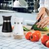 imageAccmor Salt and Pepper Shakers Set 4 oz Stainless Steel Salt Pepper Shaker Containers with Glass Bottom for Kitchen Cooking BBQ Bar Table RV CampBlackWhite