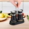 imageAccmor Salt and Pepper Shakers Set 4 oz Stainless Steel Salt Pepper Shaker Containers with Glass Bottom for Kitchen Cooking BBQ Bar Table RV CampBlack with Holder