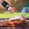 imageAccmor Salt and Pepper Shakers Set 4 oz Stainless Steel Salt Pepper Shaker Containers with Glass Bottom for Kitchen Cooking BBQ Bar Table RV CampBlack with Holder