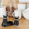 imageAccmor Salt and Pepper Shakers Set 4 oz Stainless Steel Salt Pepper Shaker Containers with Glass Bottom for Kitchen Cooking BBQ Bar Table RV CampBlack with Holder