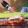 imageAccmor Salt and Pepper Shakers Set 4 oz Stainless Steel Salt Pepper Shaker Containers with Glass Bottom for Kitchen Cooking BBQ Bar Table RV CampBlackWhite