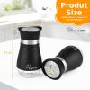 imageAccmor Salt and Pepper Shakers Set 4 oz Stainless Steel Salt Pepper Shaker Containers with Glass Bottom for Kitchen Cooking BBQ Bar Table RV CampBlack