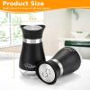 imageAccmor Salt and Pepper Shakers Set 4 oz Stainless Steel Salt Pepper Shaker Containers with Glass Bottom for Kitchen Cooking BBQ Bar Table RV CampBlack with Holder