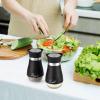 imageAccmor Salt and Pepper Shakers Set 4 oz Stainless Steel Salt Pepper Shaker Containers with Glass Bottom for Kitchen Cooking BBQ Bar Table RV CampBlack