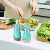 imageAccmor Salt and Pepper Shakers Set 4 oz Stainless Steel Salt Pepper Shaker Containers with Glass Bottom for Kitchen Cooking BBQ Bar Table RV CampBlue