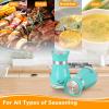 imageAccmor Salt and Pepper Shakers Set 4 oz Stainless Steel Salt Pepper Shaker Containers with Glass Bottom for Kitchen Cooking BBQ Bar Table RV CampBlue