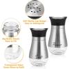imageAccmor Salt and Pepper Shakers Set 4 oz Stainless Steel Salt Pepper Shaker Containers with Glass Bottom for Kitchen Cooking BBQ Bar Table RV CampSilver