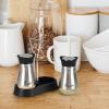 imageAccmor Salt and Pepper Shakers Set 4 oz Stainless Steel Salt Pepper Shaker Containers with Glass Bottom for Kitchen Cooking BBQ Bar Table RV CampSilver with Holder