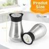 imageAccmor Salt and Pepper Shakers Set 4 oz Stainless Steel Salt Pepper Shaker Containers with Glass Bottom for Kitchen Cooking BBQ Bar Table RV CampSilver