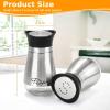 imageAccmor Salt and Pepper Shakers Set 4 oz Stainless Steel Salt Pepper Shaker Containers with Glass Bottom for Kitchen Cooking BBQ Bar Table RV CampSilver with Holder
