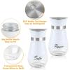 imageAccmor Salt and Pepper Shakers Set 4 oz Stainless Steel Salt Pepper Shaker Containers with Glass Bottom for Kitchen Cooking BBQ Bar Table RV CampWhite