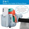 imageAccmor Stroller Cup Holder with Phone Holder Bike Cup Holder 2in1 Universal Cup Phone Drinks Holder for Stroller Walker Wheelchair BlackGrey