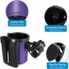 imageAccmor Stroller Cup Holder with Phone Keys Holder 3in1 Universal Cup Holder Drinks Bottle Holder for Stroller Bike Wheelchair Walker ScooterBlack Purple