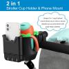 imageAccmor Stroller Cup Holder with Tray Universal Cup Holder Bike Bottle Holder 360 Rotatable Large Caliber Drinks Holder for Stroller Bike Wheelchair WalkerCup Phone HolderGreen